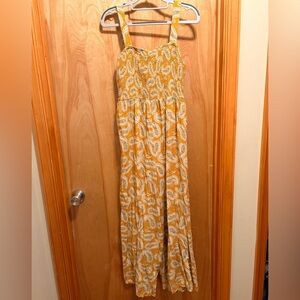 Paisley Print Wide-Leg Jumpsuit - Mustard and White